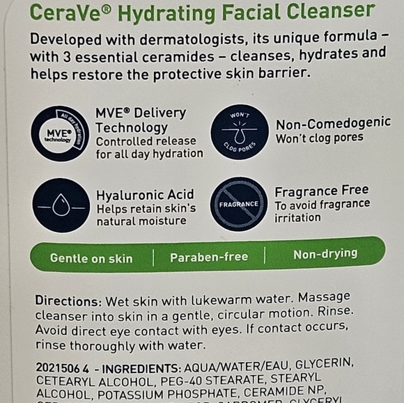 CeraVe Hydrating Facial Cleanser 12 ounces - Picture 4 of 5